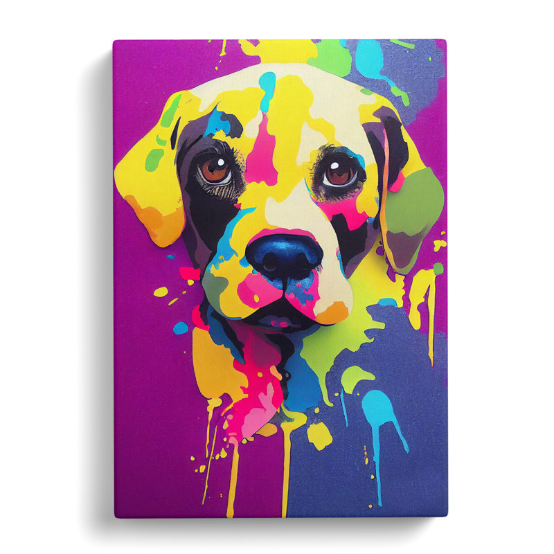 Painted Dog No.2 - Wrapped Canvas Print, 50cm H x 35cm W x 3cm D