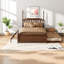Lits avec rangement, structure de plateforme en bois grand, chambre à coucher à broche rustique