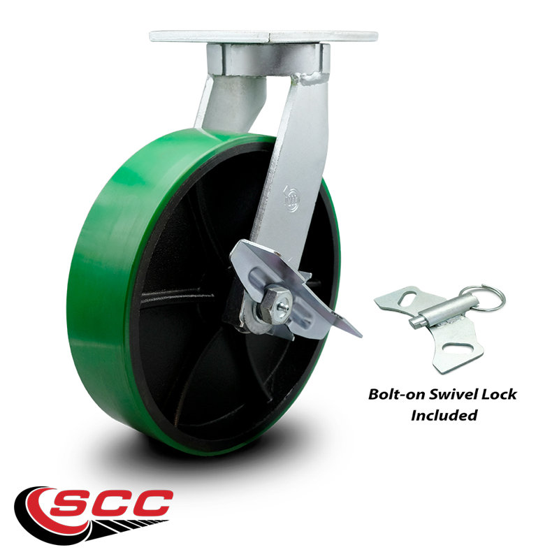 Heavy Duty Poly on Cast Iron Caster, Green