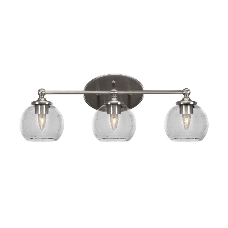 Barre d'éclairage de salle de bain Aitkens avec verre transparent de 5,75 po, Nickel brossé, 3