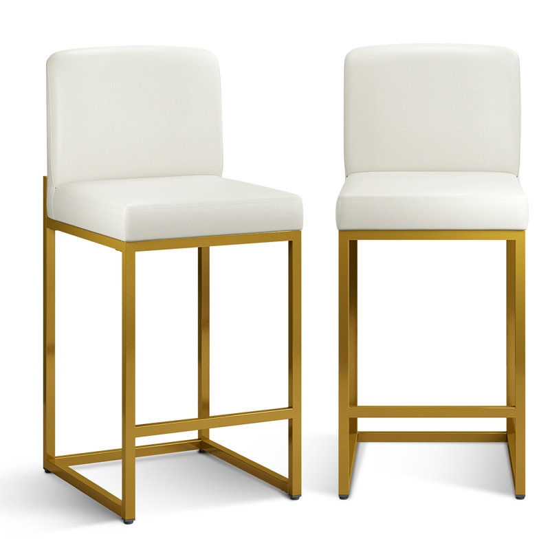 Tabouret de comptoir en similicuir 24 po Chitara pour îlot de cuisine et bar (ensemble de 2)