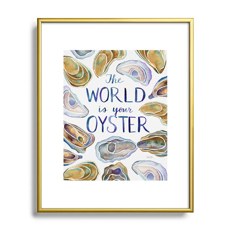 Jessica Larson «The World is Your Oyster», reproduction d'art encadrée, Cadre métallique doré, H 10 po x l 8 po x P 0,88 po