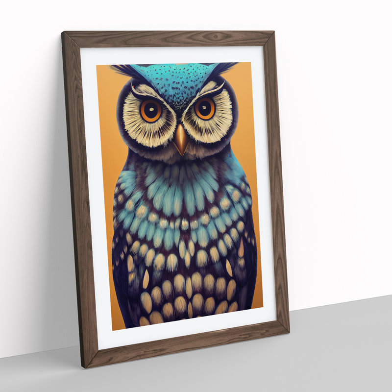 XV1022-618X An Intense Owl - Single Picture Frame Print, 46cm H x 34cm W, Brown