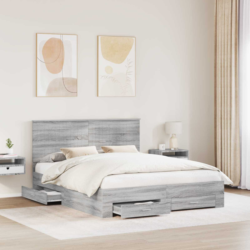 Bed, Grey Sonoma, European Kingsize (160 x 200 cm)