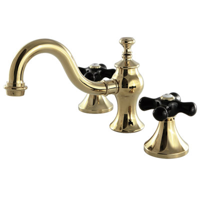 Kingston Brass Duchess Two-Handle 3-Hole Deck Mount Widespread Bathroom Faucet with Brass Pop-Up Drain