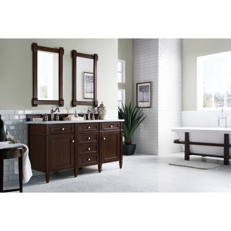 Brittany 60'' W Double Bathroom Vanity Base, Bright White