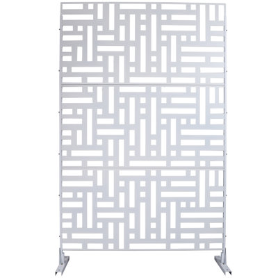 Outdoor & Indoor Privacy Screen Metal Privacy Screen 76" H×48" W, Freestanding Decorative Privacy Screen for Deck Balcony Patio, Privacy Fence Panels for Outside Lawn Garden PS103 WHITE