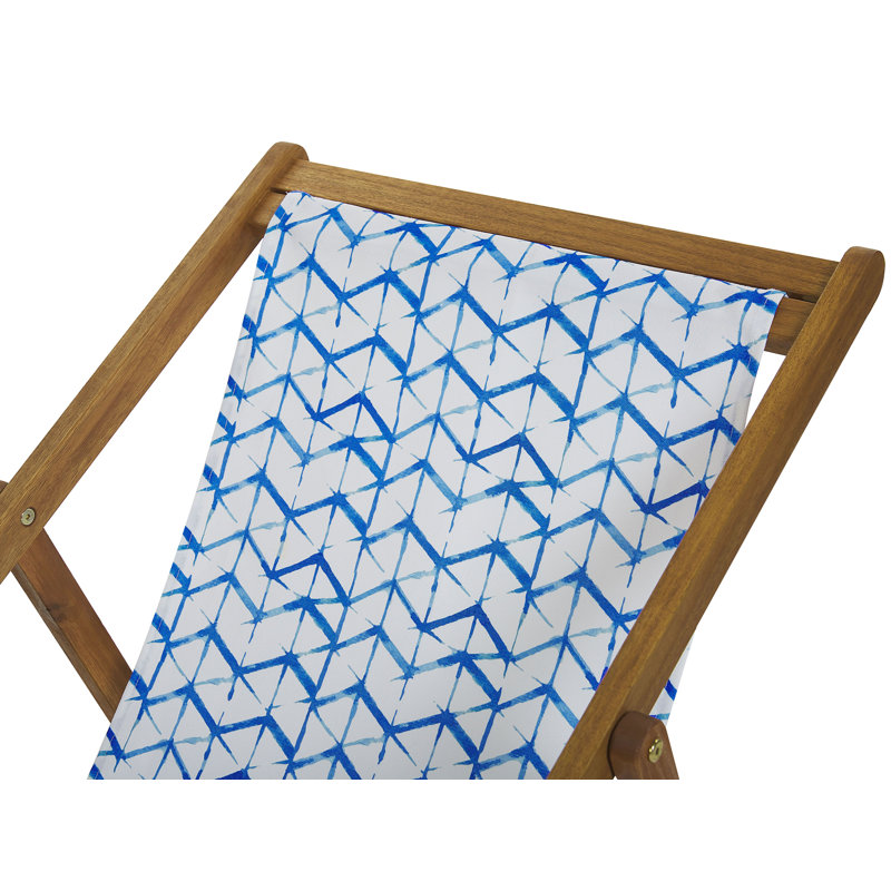 Dalmazio Folding Deck Chair, Beige, Geometric 3