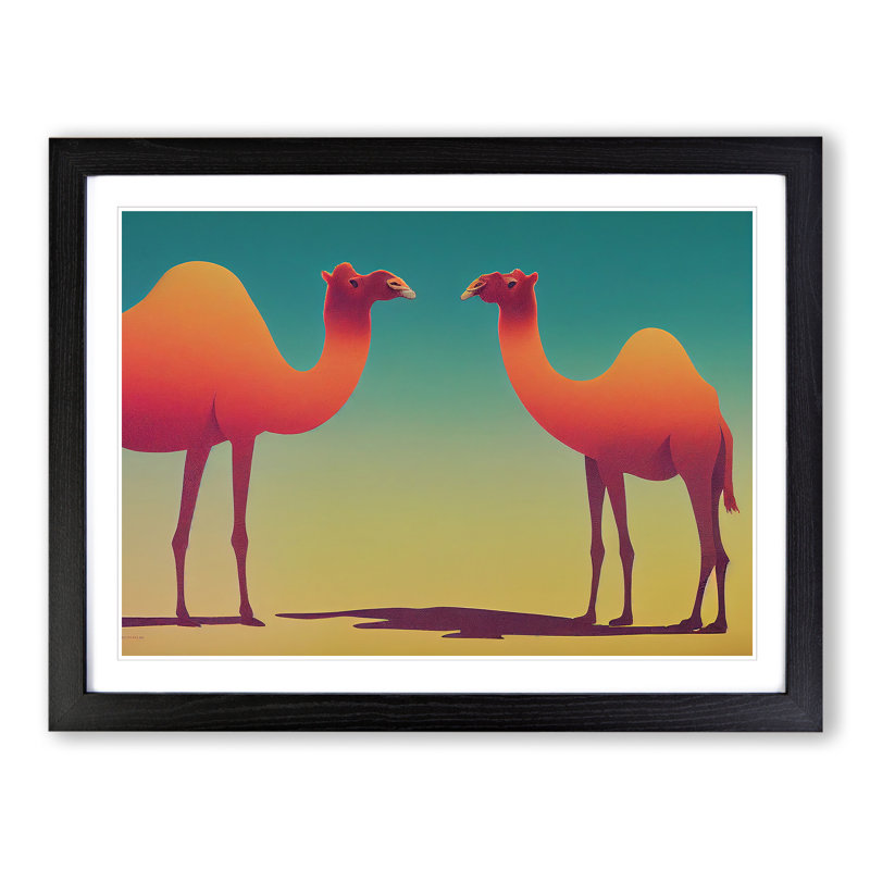 Two Camels - Framed Print, Black Framed, 34cm H x 46cm W x 2cm D