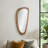 Boho Wood Framed Wall Mirror with Asymmetrical Design - 36" Brown Decorative Mirror for Home, Office, Bedroom, Living Room