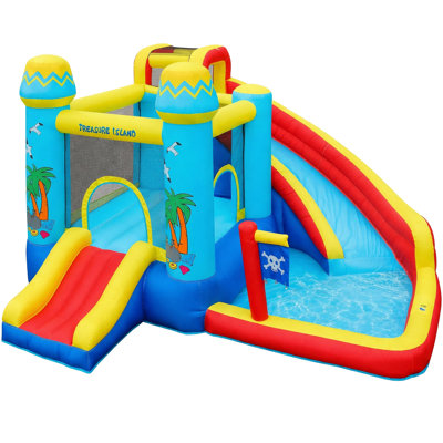 Jeu gonflable 11 'x 11' avec deux glissades d'eau, une piscine et un souffleur d'air de 450 W pour les enfants