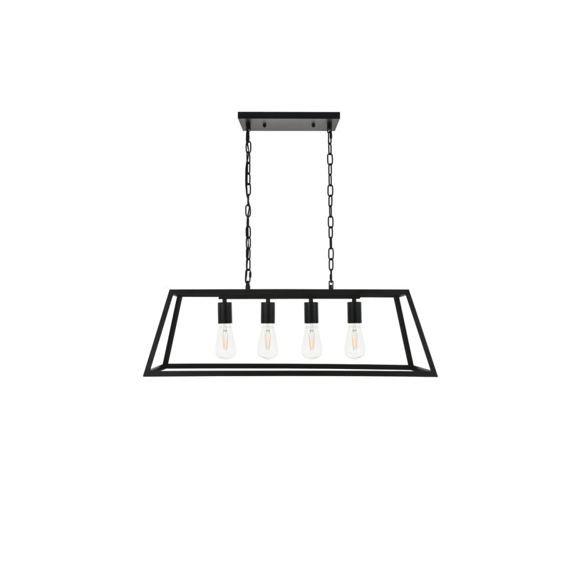 Luminaire suspendu linéaire à intensité variable Barraza, Noir, 4 lumières