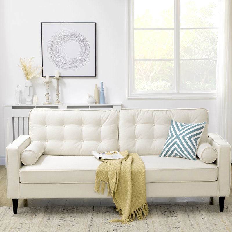 Canapé Chesterfield 80,3 po, Polyester blanc