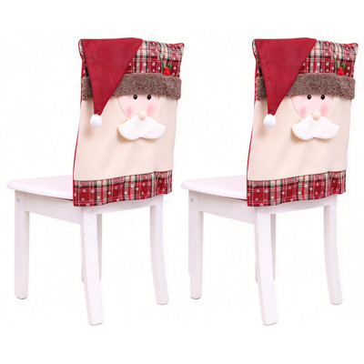 Ensemble de 2 housses de dossier de chaise de Noël, housse de chaise de père Noël pour décoration de fête de cuisine