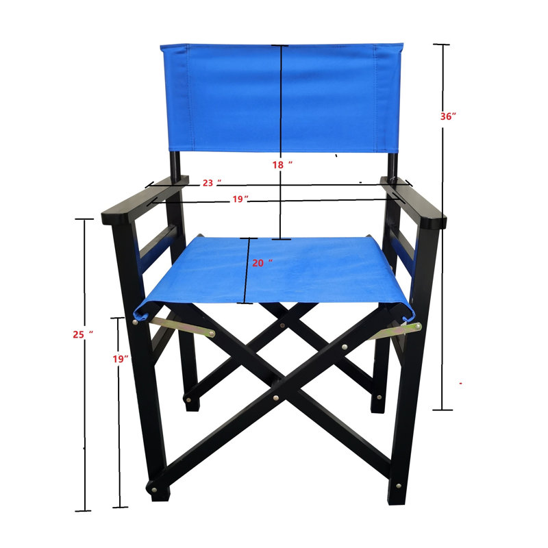 Ensemble de 2 chaises de réalisateur pliantes avec sièges en toile, structure en bois massif Populus, bleu