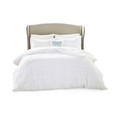 Full/queen Microfiber Duvet With Ruffle And Embroidery Accents Size Cover Decorative Pillow