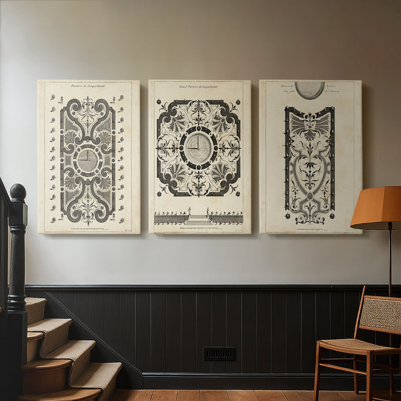 Garden Parterre VII - Toile tendue avec châssis sur mesure - 3 pièces, H 12 po x l 24 po