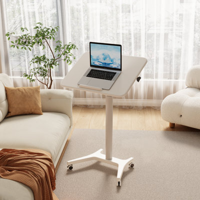 Adjustable Height Rolling Standing Desk with Locking Wheels, Mobile Desk with Brake Casters for Home Office, Bedroom, and Living Room