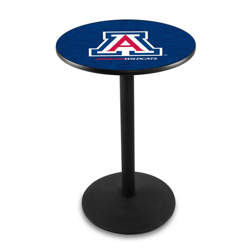 Round Metal Base Dining Table, Black Wrinkle, University of Arizona
