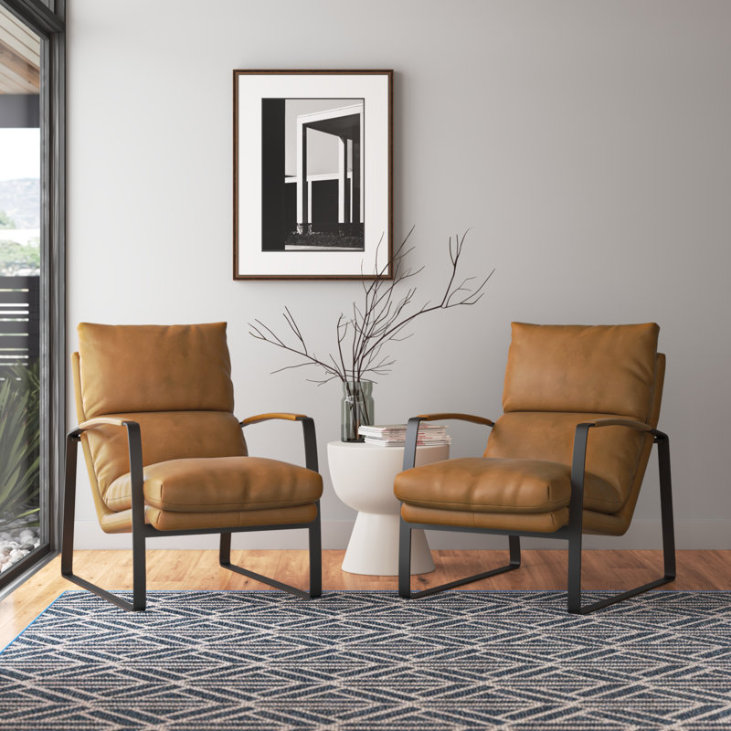 Ilomae Leather Accent Chair, Light Brown