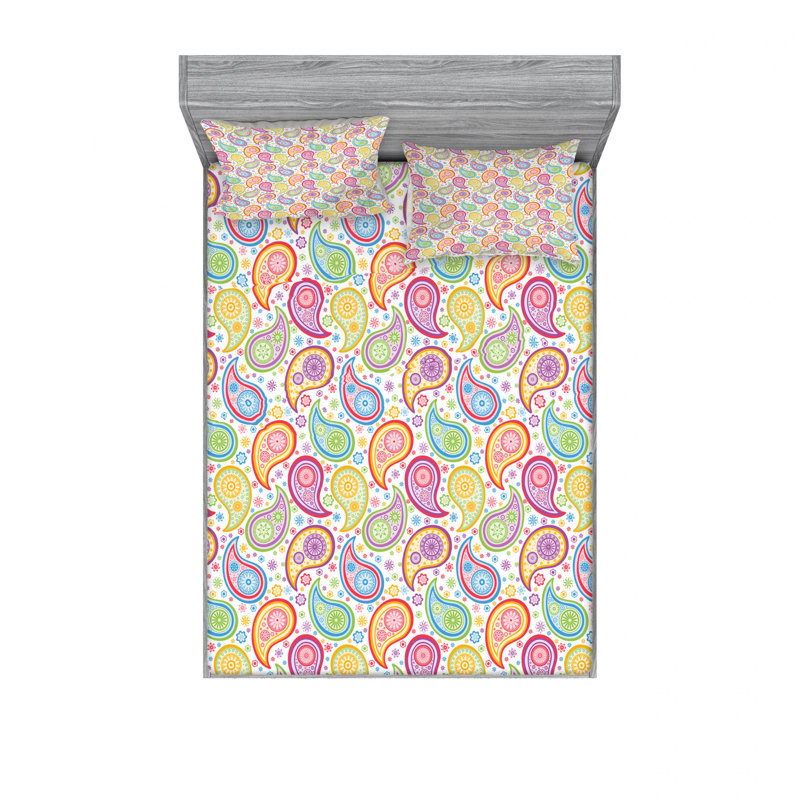 Microfiber Paisley Sheet Set, Full/Double Sheet Set with Pillowcase, Paisley 2