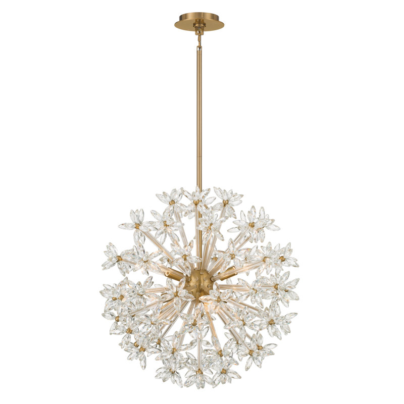 Lustre en laiton vieilli 23,75 po Adley, H 23,5 po x l 23,75 po x P 23,75 po