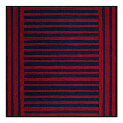 Machine Washable Horizontal Stripes Blue Area Rug