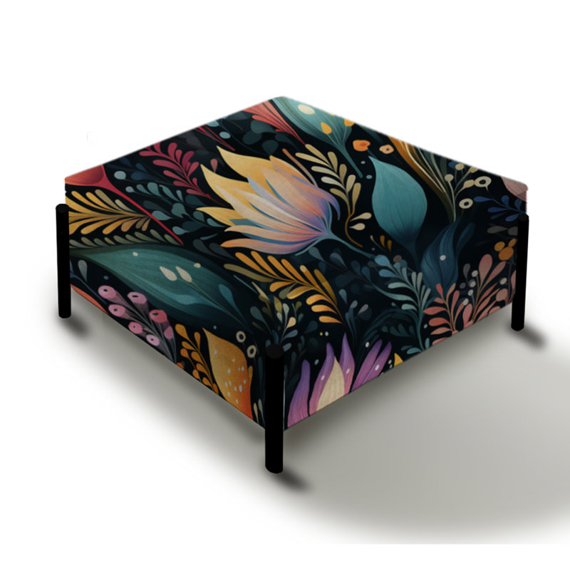 Motif botanique abstrait de verdure - grand repose-pieds carré floral