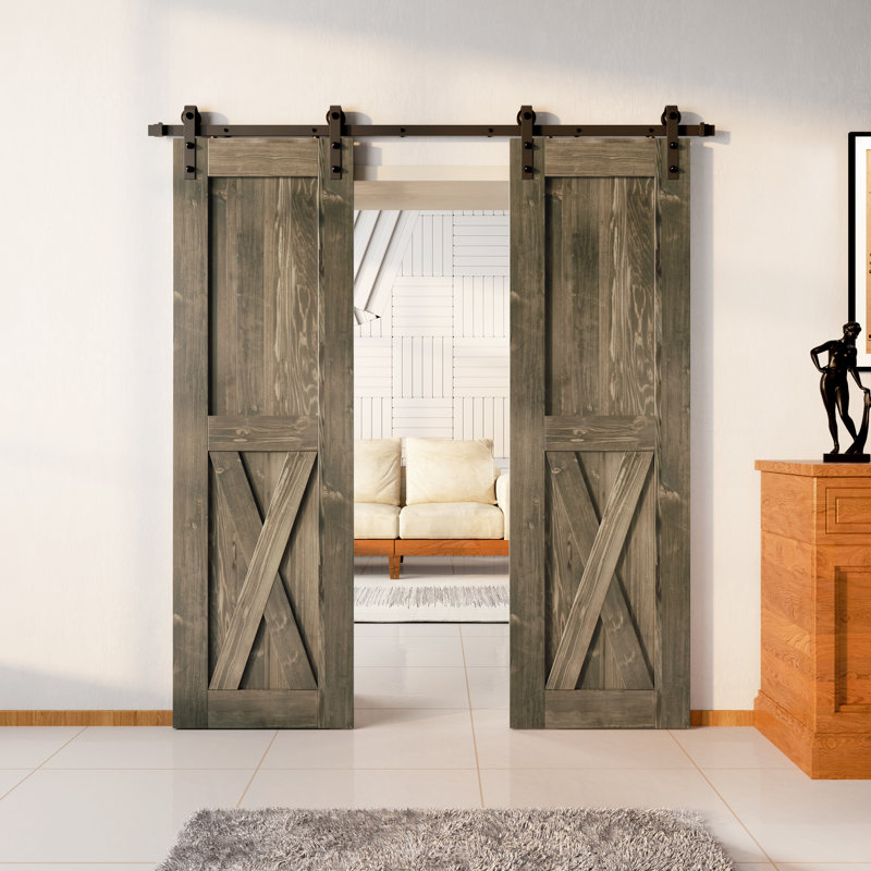 Ensemble de quincaillerie d'installation en bois de pin X Design, 42 po x 84 po, Gris classique