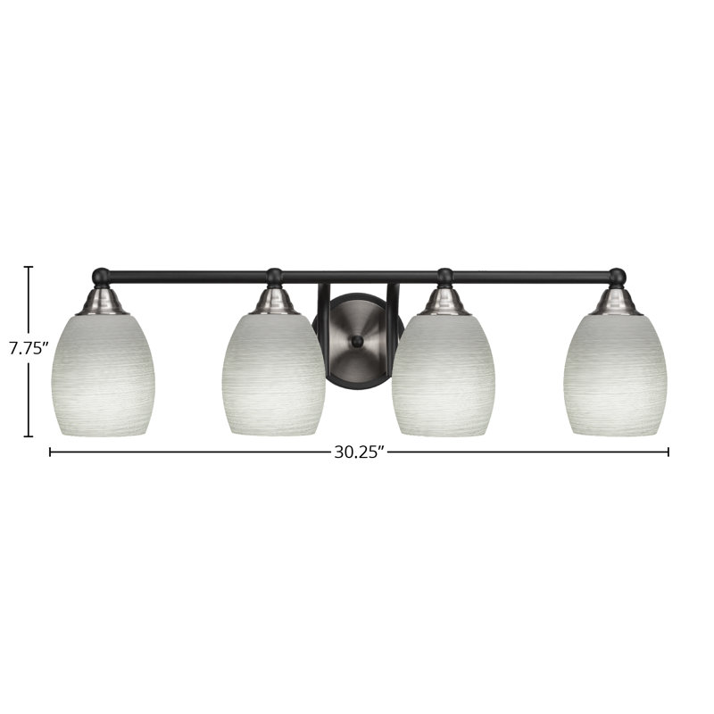 Michell 4-Light Bath Bar, Matte Black/Brushed Nickel