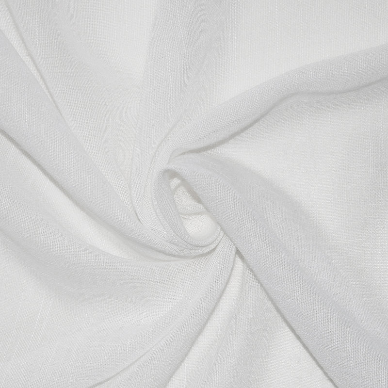 Akari Linen Blend Semi-Sheer Rod Pocket Curtain Panel, White, 52" W x 84" L