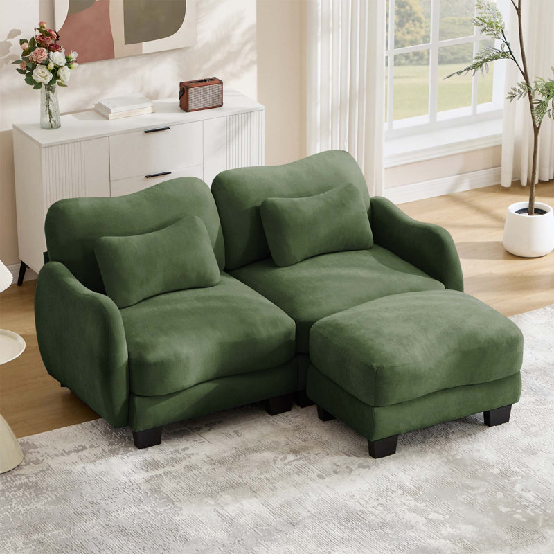 Canapé en L Chenille, L 70,8 po, Chenille verte