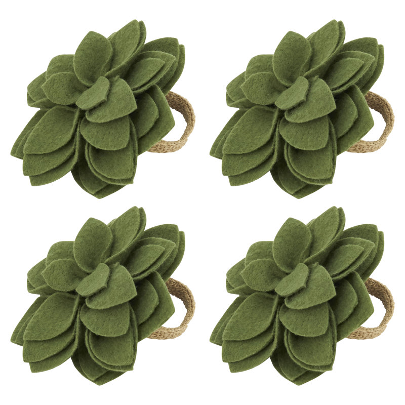 Rond de serviette Felt Blossom (ensemble de 4), Kiwi
