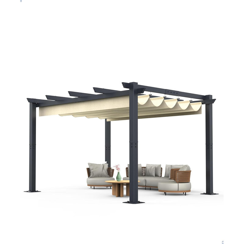 8,5 pi L Pergola en aluminium avec auvent, Kaki