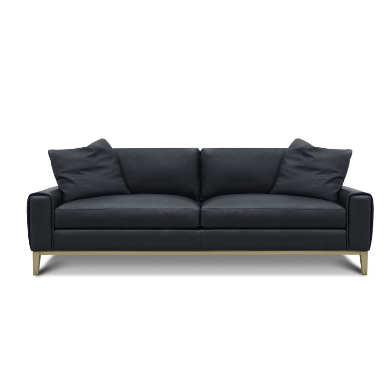 Como Leather Sofa, Cobalt (Dreamer), Satin Brass