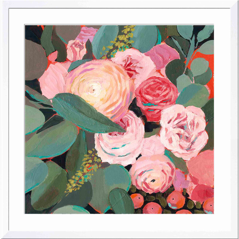 «Eucalyptus Bouquet II» par Victoria Borges - peinture encadrée, Blanc, H 12 po x l 12 po