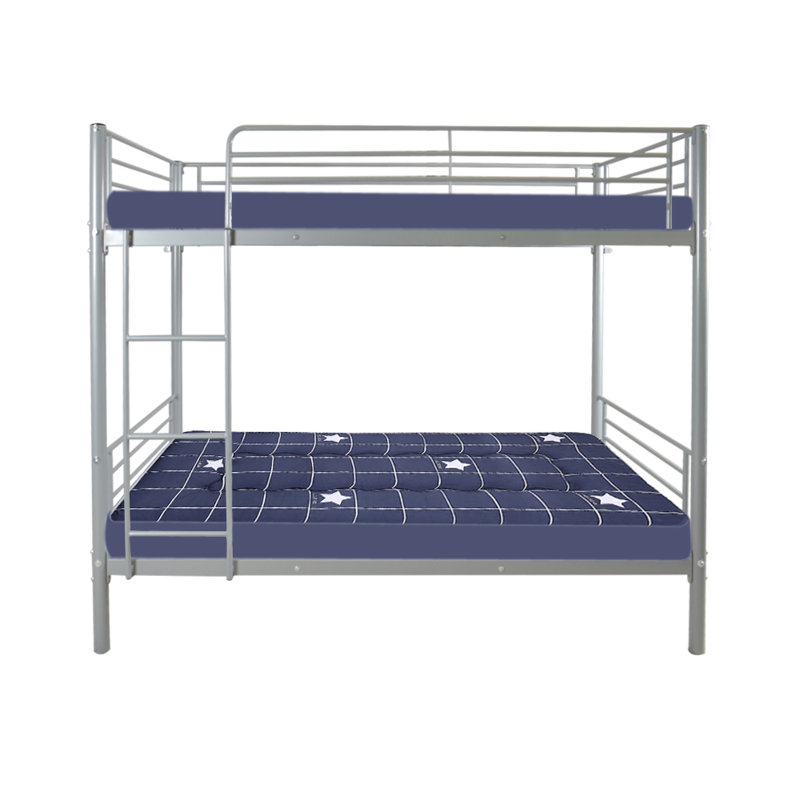Alisiana 78" W Metal Twin-Over-Twin Bunk Bed with Built-In Ladder, Gray