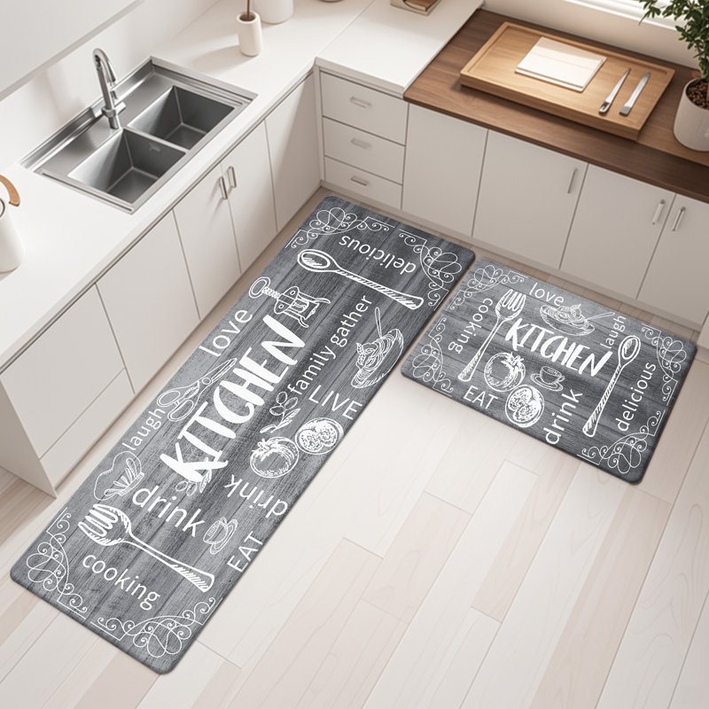 Tapis et tapis de cuisine anti-fatigue (ensemble de 2), Gris, Tapis de couloir 20 po x 31,5 po + 20 po x 59 po