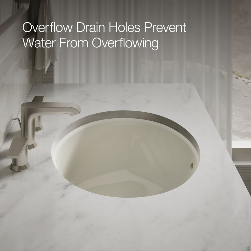 Caxton® Vitreous China Oval Undermount Bathroom Sink with Overflow, Biscuit