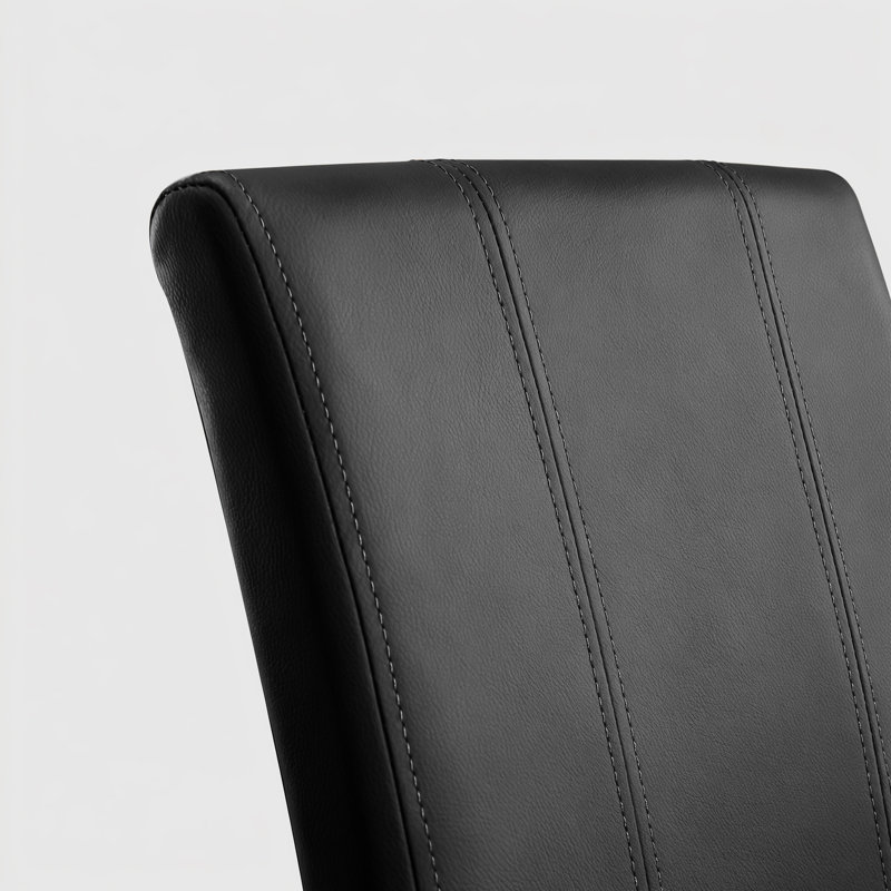 Modern Faux Leather Waterproof Upholstered Dining Chair, Black