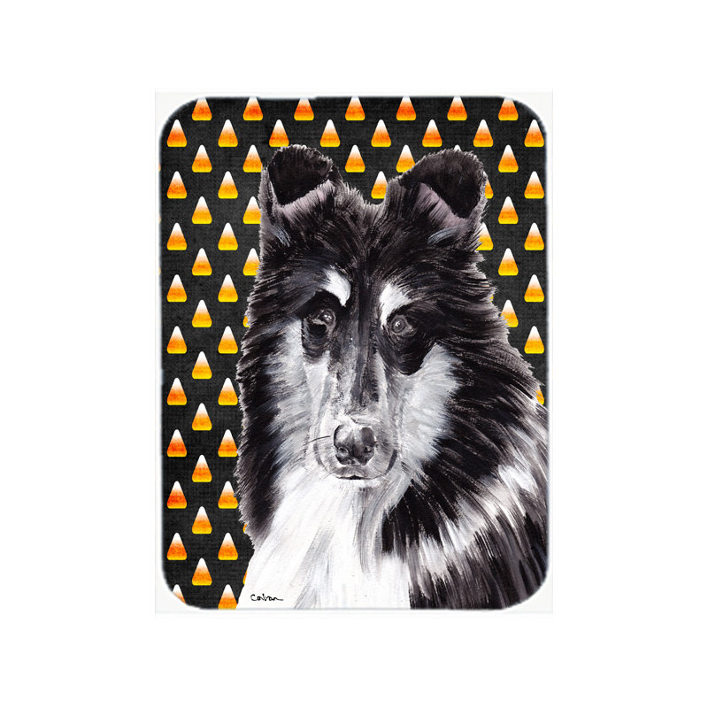 Planche à découper en verre caroline trésors collie Halloween Candy Corn