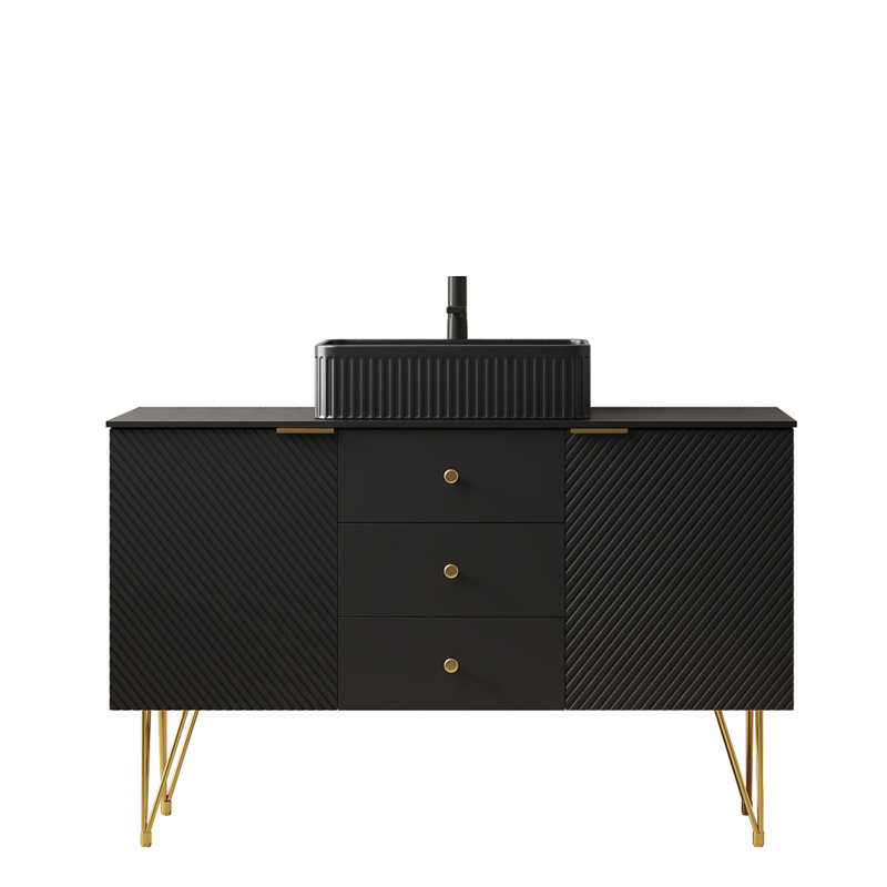 Bathroom Vanity With Sink, Freestanding Storage Cabinet With Drawers And Doors, Pre-Assembled