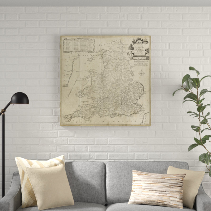 Road Map Of England & Wales - Wrapped Canvas Painting, 91cm H x 91cm W