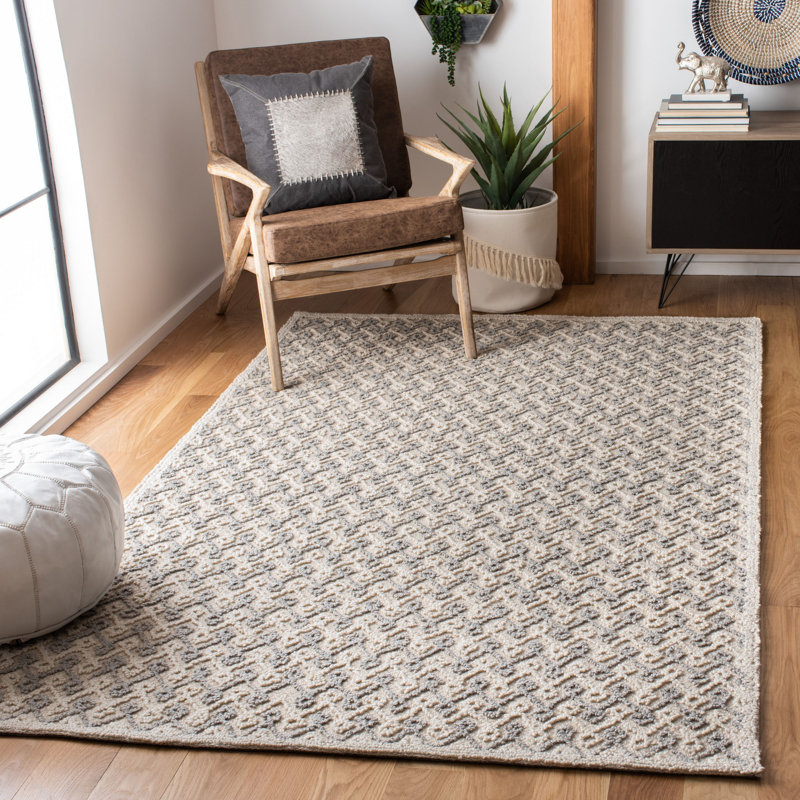 Tapis gris / beige touffeté à la main Collins, Rectangle 4 pi x 6 pi
