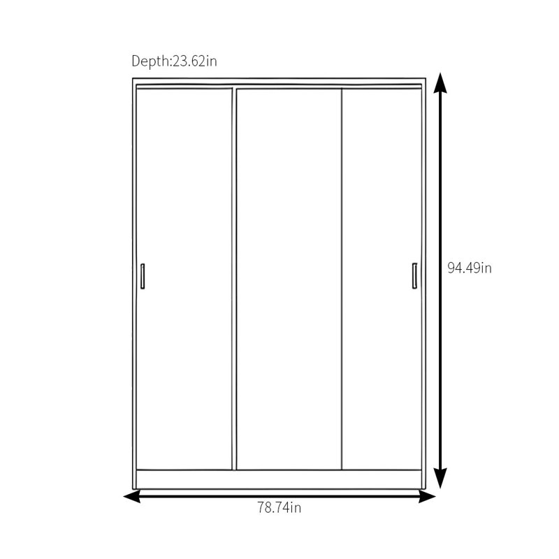 Garde-robe simple noyer classique, H 94 po x l 79 po x P 24 po