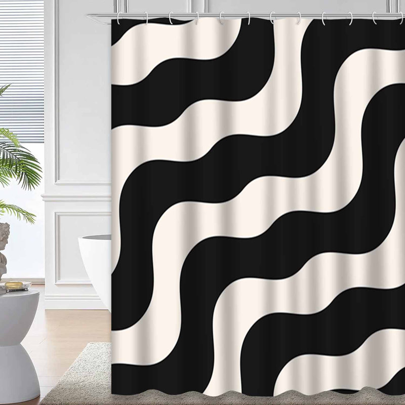 Rideau de douche Diagonal Wavy Lines, L 72 po x l 72 po