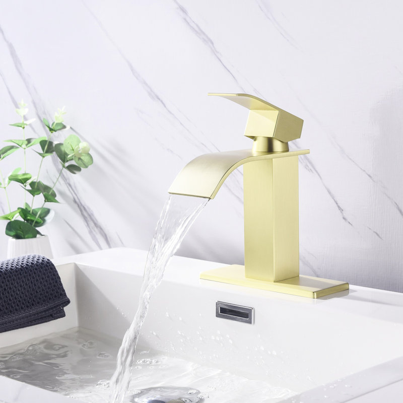 Robinet de lavabo pour salle de bain Waterfall, Or brossé