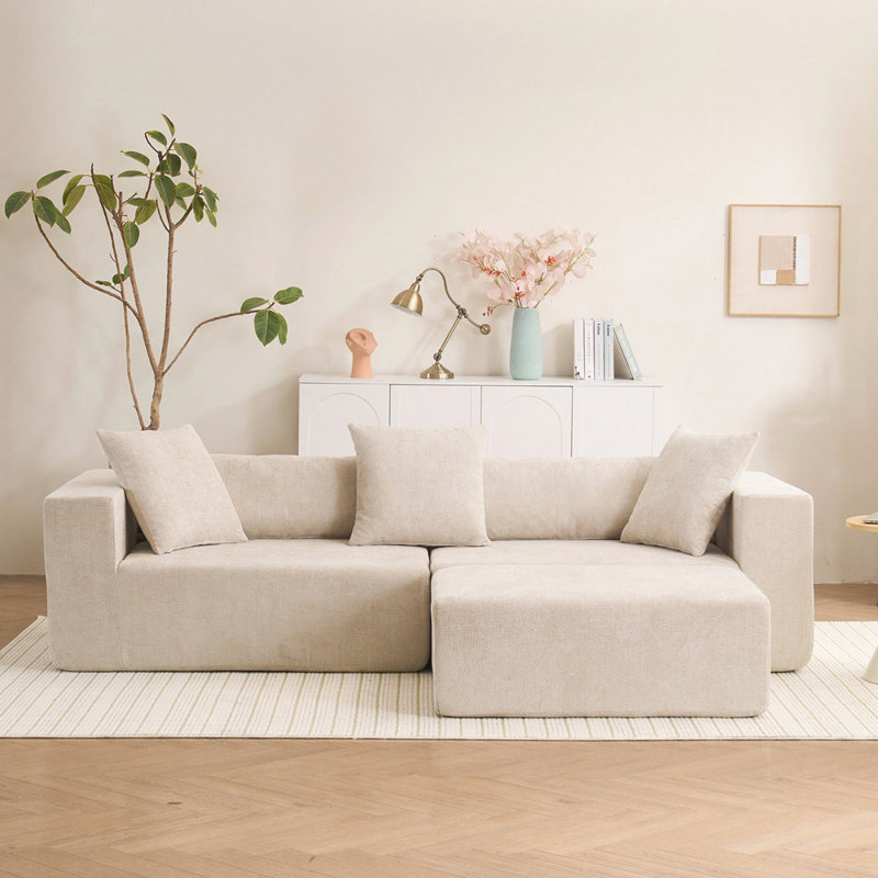 Section modulaire désossée avec méridienne en L, canapé en nuage, salon, canapé à coussin moelleux pour la chambre à coucher - aucune installation requise