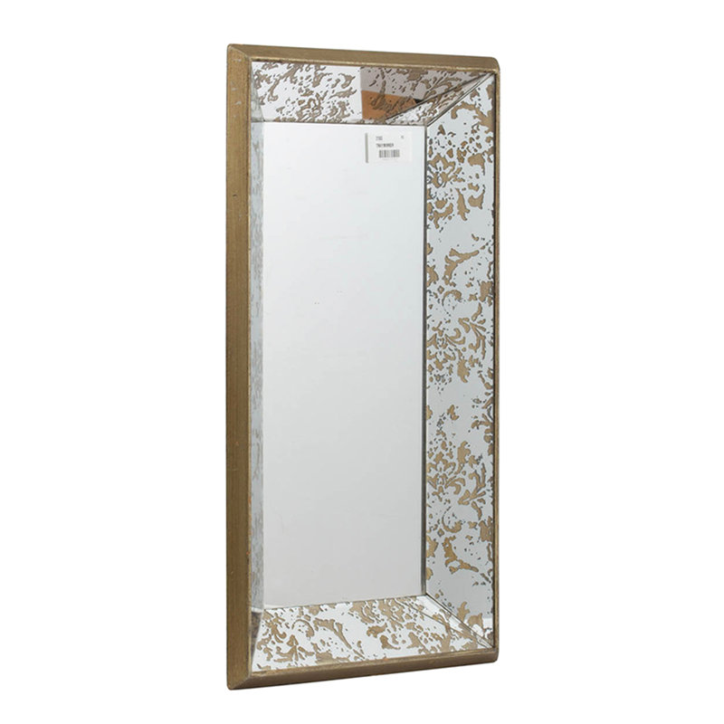 Miroir suspendu argent antique antique 20 "x 12" avec caractéristique florale, caractéristique moyenne, plateau à miroir