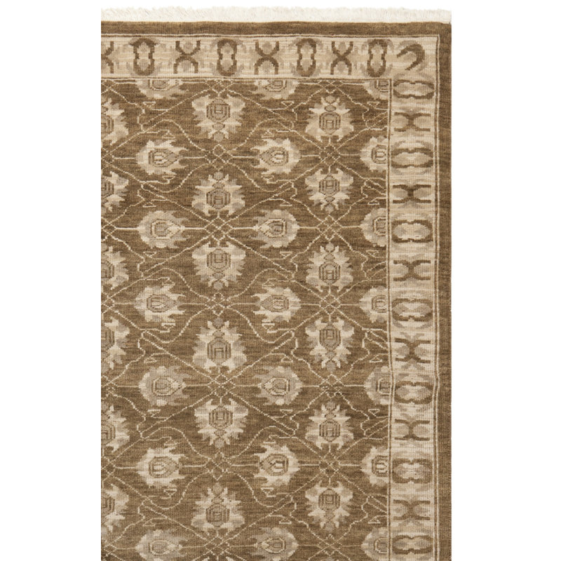 Oushak Oriental Hand-Knotted Wool Brown Area Rug, Rectangle 8' x 10'